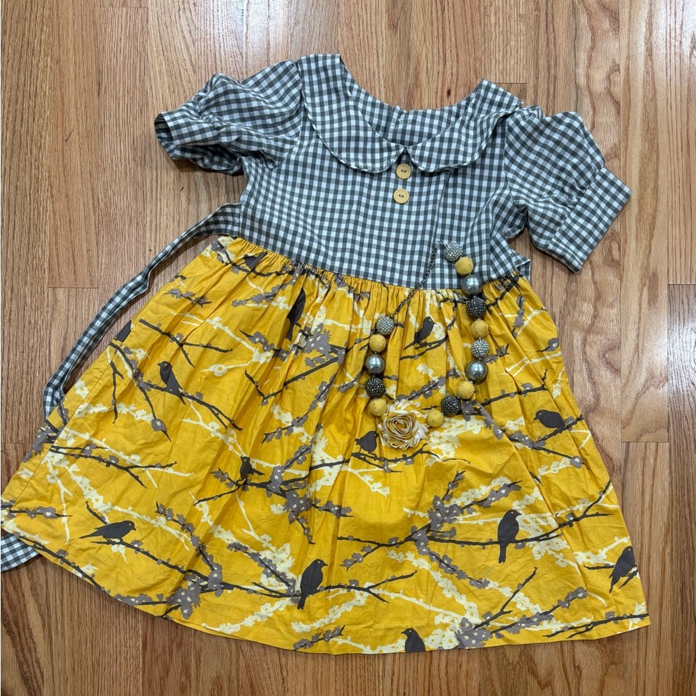 Eleanor Rose Yellow and Gray Kids Casual Dress